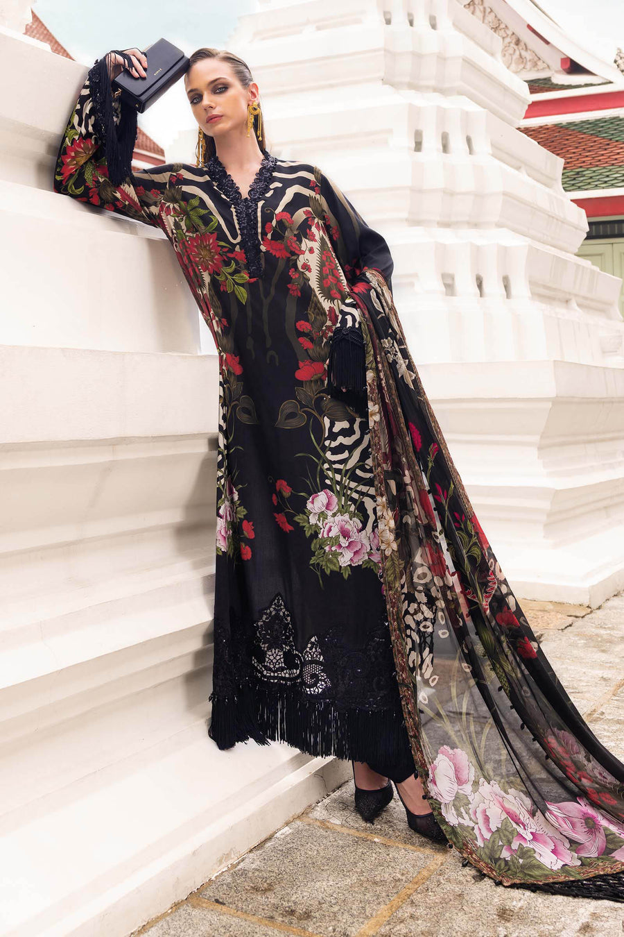 Maria.B MPrints Embroidered Linen Unstitched 3Pc Suit MPT-2810-B