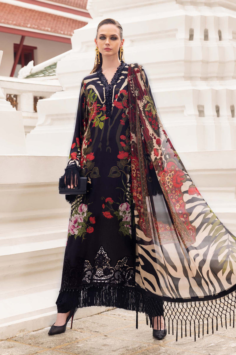 Maria.B MPrints Embroidered Linen Unstitched 3Pc Suit MPT-2810-B