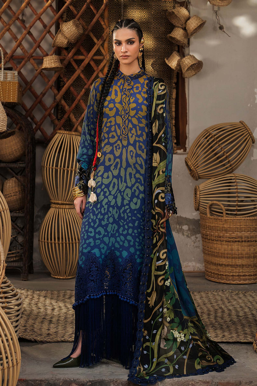 Maria B MPrints Embroidered Linen Unstitched 3Pc Suit MPT-3101-B