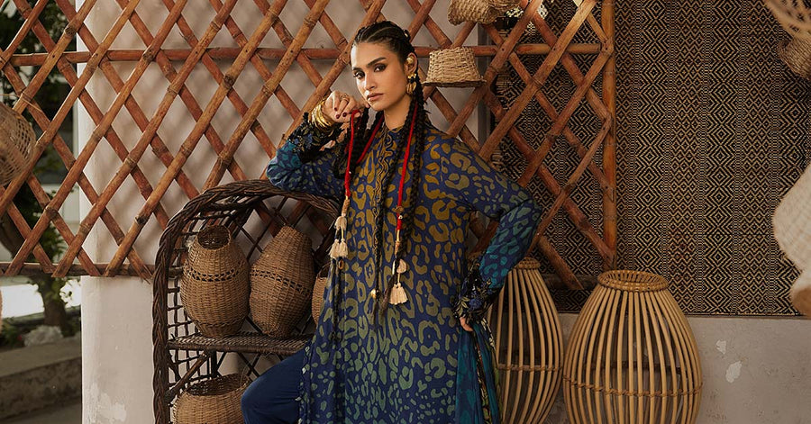 Maria B MPrints Embroidered Linen Unstitched 3Pc Suit MPT-3101-B