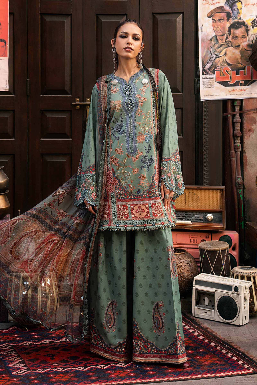 Maria B MPrints Embroidered Cambric Unstitched 3Pc Suit MPT-3102-A