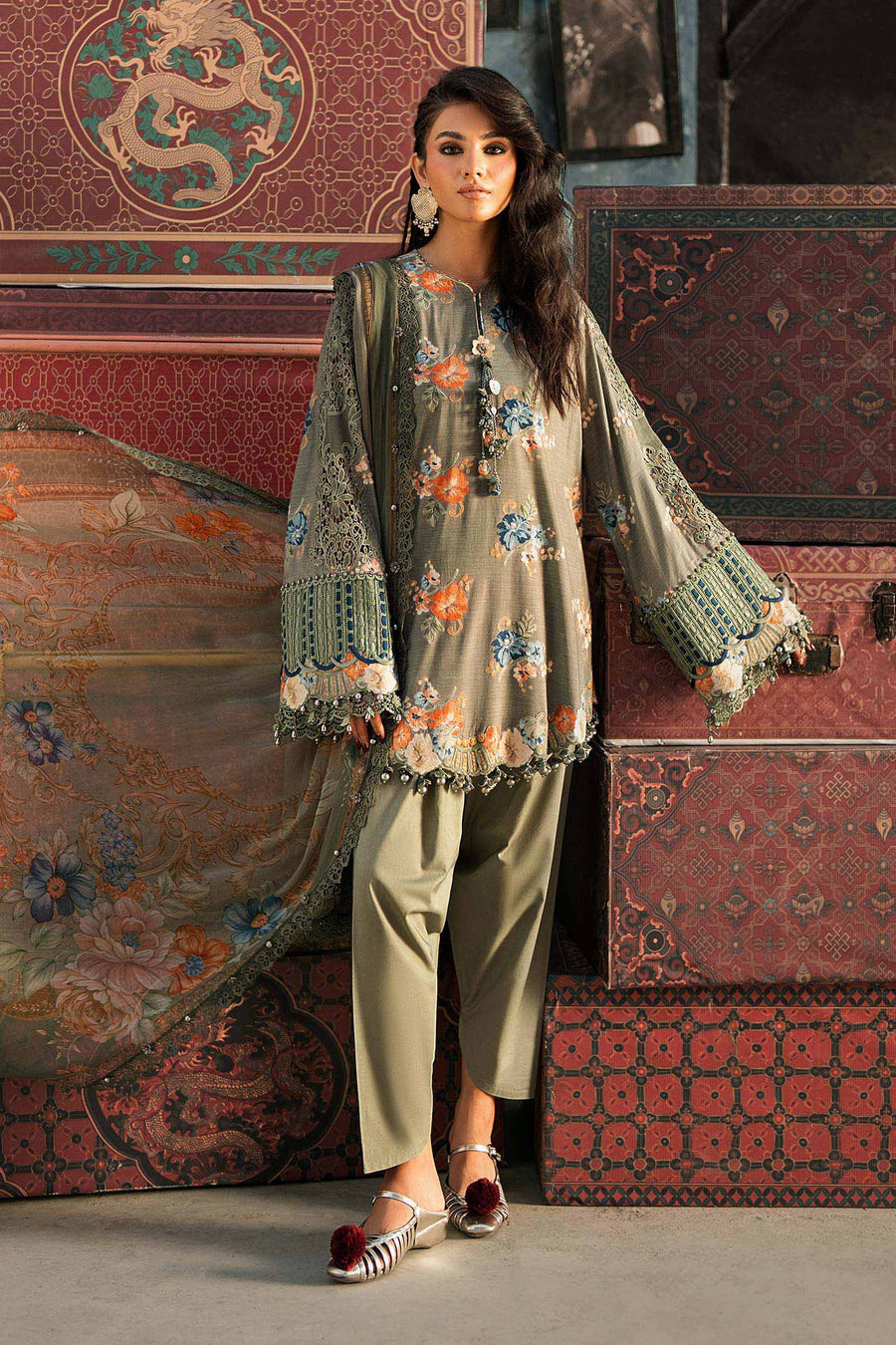 Maria B MPrints Embroidered Cambric Unstitched 3Pc Suit MPT-3103-A