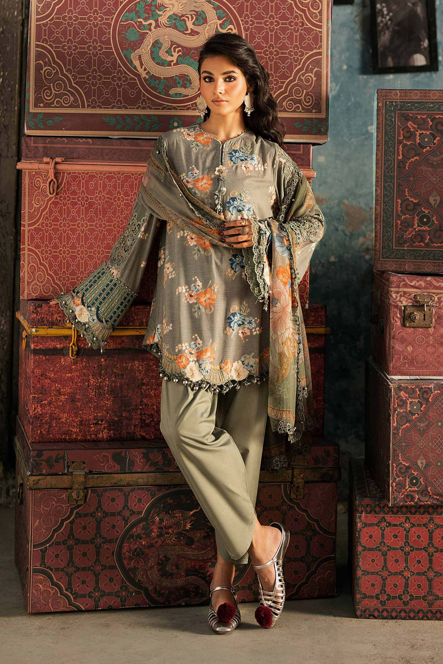 Maria B MPrints Embroidered Cambric Unstitched 3Pc Suit MPT-3103-A