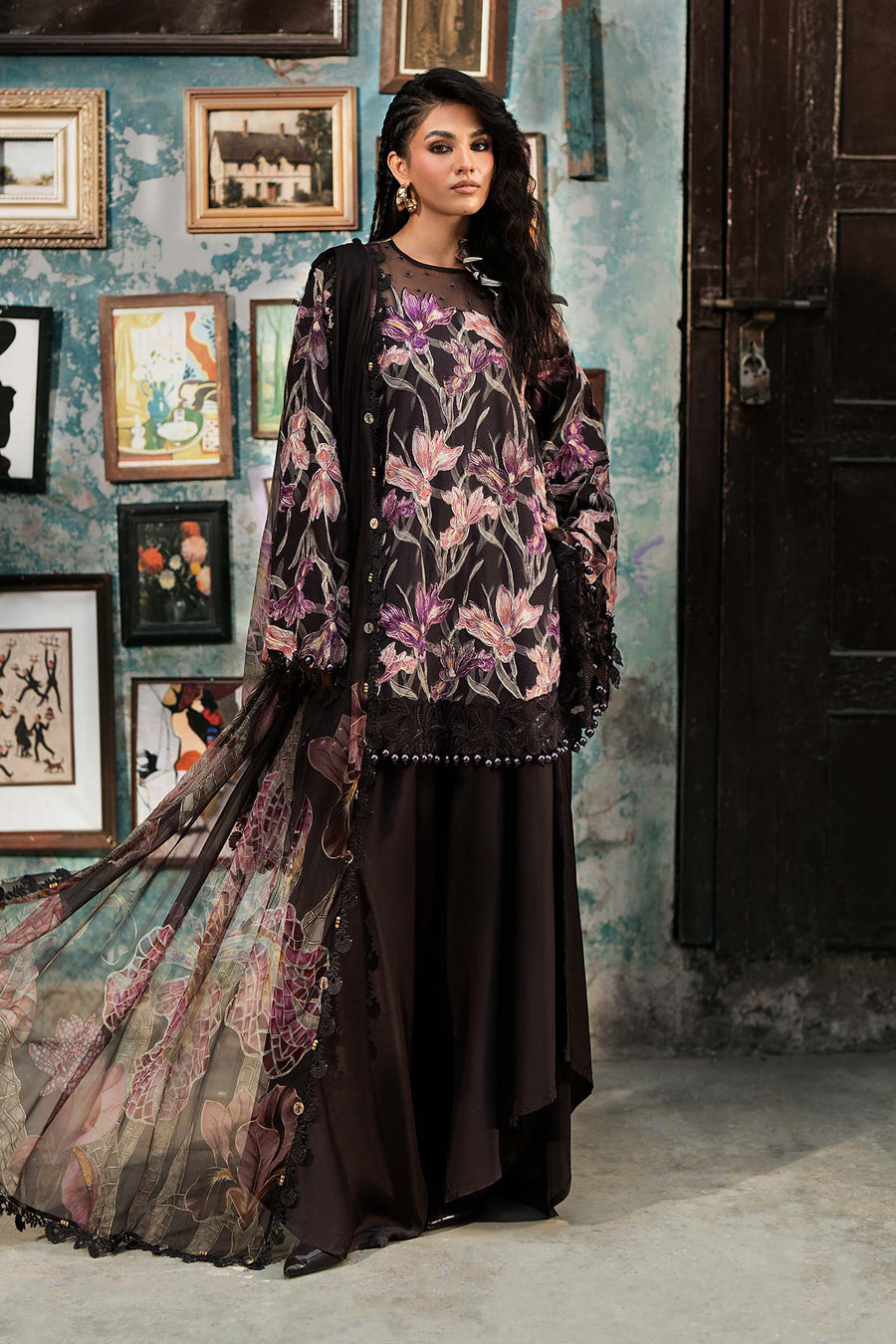 Maria B MPrints Embroidered Cambric Unstitched 3Pc Suit MPT-3104-B