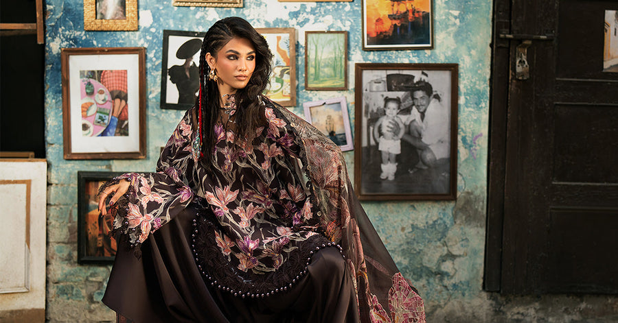 Maria B MPrints Embroidered Cambric Unstitched 3Pc Suit MPT-3104-B