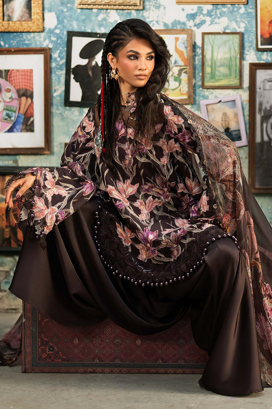 Maria B MPrints Embroidered Cambric Unstitched 3Pc Suit MPT-3104-B