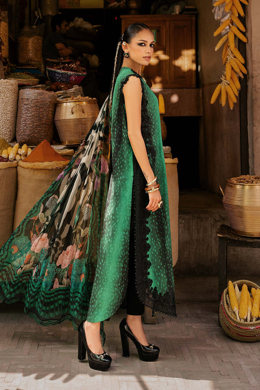 Maria B MPrints Embroidered Linen Unstitched 3Pc Suit MPT-3105-A
