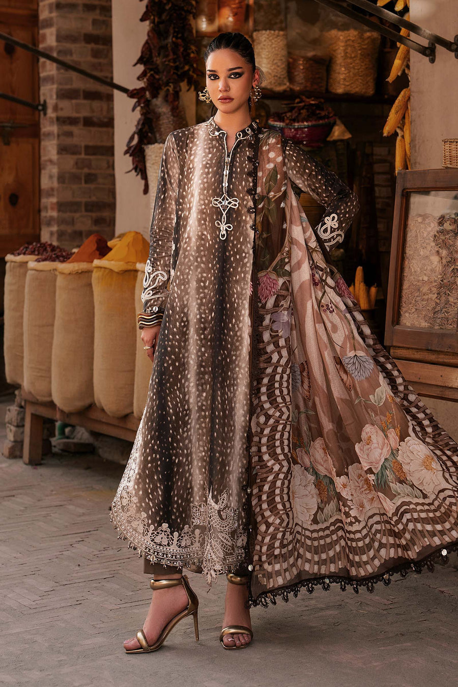 Maria B MPrints Embroidered Linen Unstitched 3Pc Suit MPT-3105-B