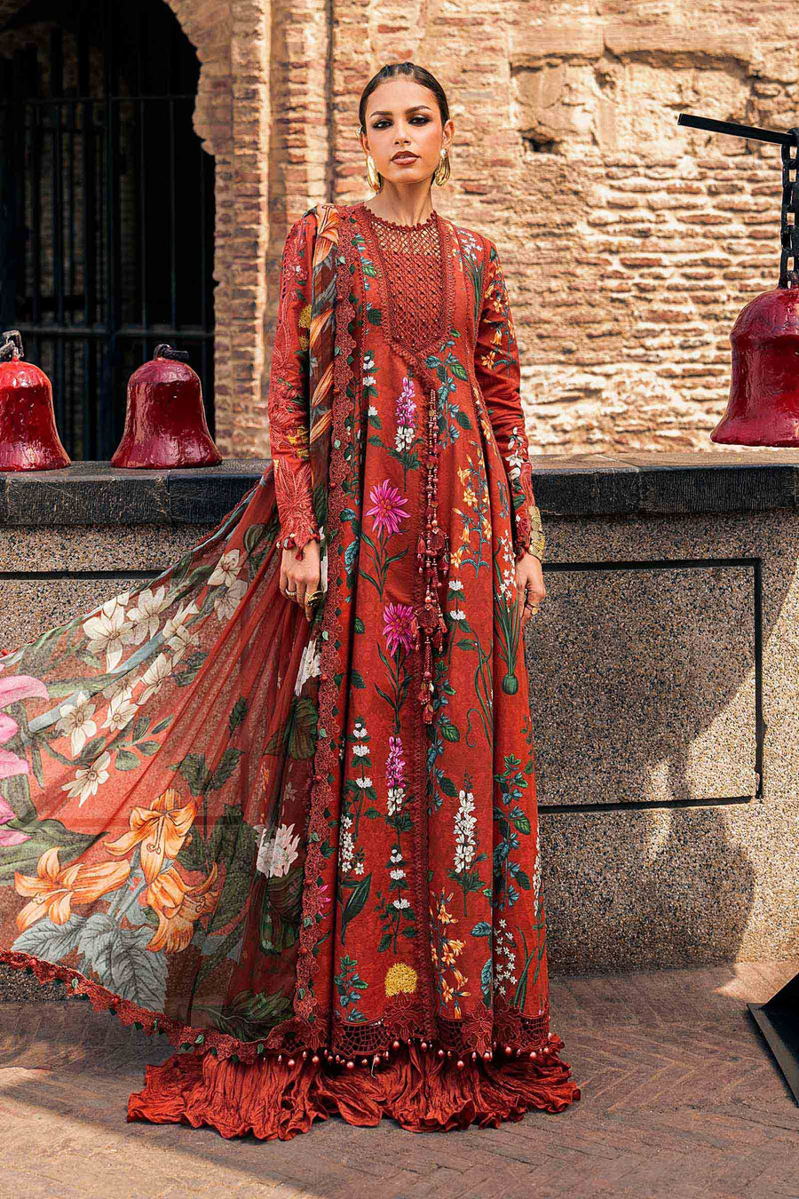 Maria B MPrints Embroidered Cambric Unstitched 3Pc Suit MPT-3106-B