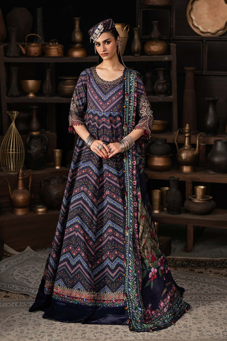 Maria B MPrints Embroidered Cambric Unstitched 3Pc Suit MPT-3107-B