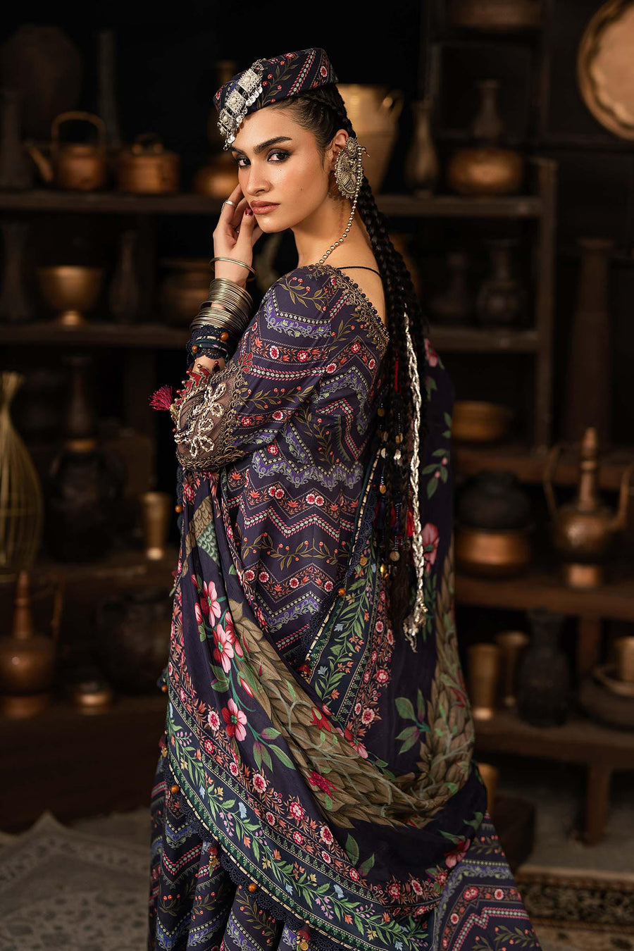 Maria B MPrints Embroidered Cambric Unstitched 3Pc Suit MPT-3107-B