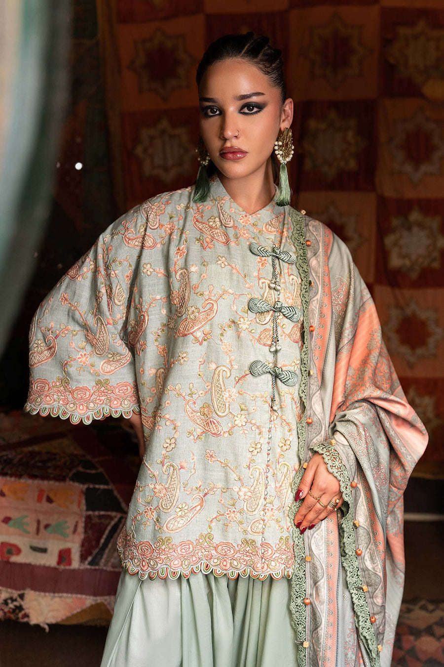 Maria B MPrints Embroidered Linen Unstitched 3Pc Suit MPT-3108-B