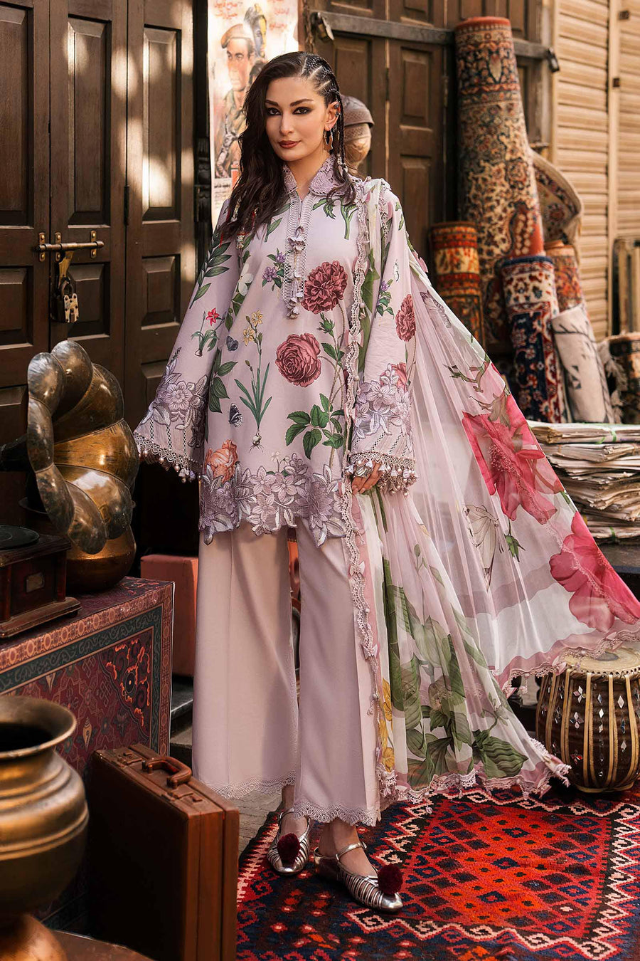 Maria B MPrints Embroidered Cambric Unstitched 3Pc Suit MPT-3109-A