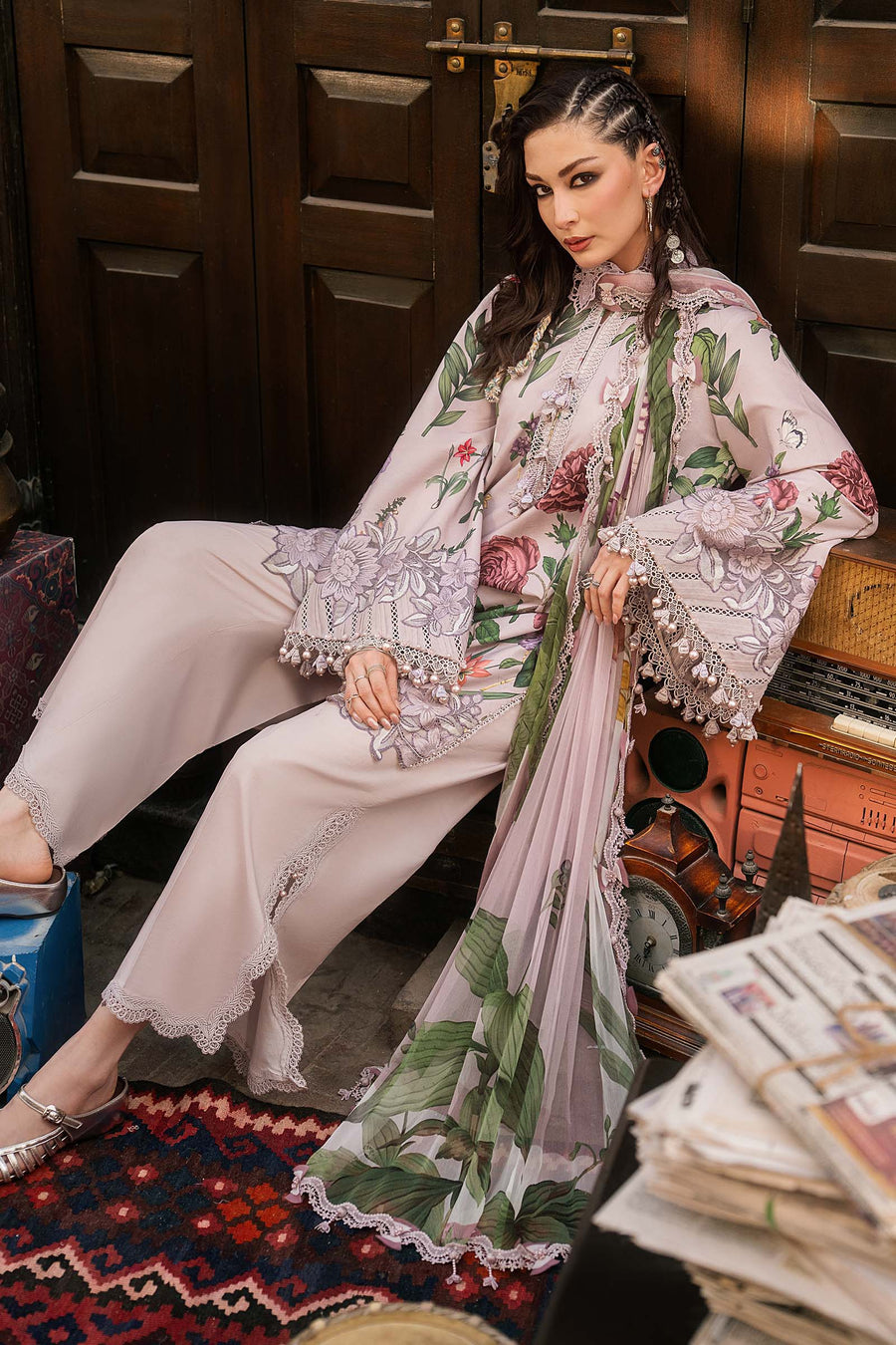 Maria B MPrints Embroidered Cambric Unstitched 3Pc Suit MPT-3109-A