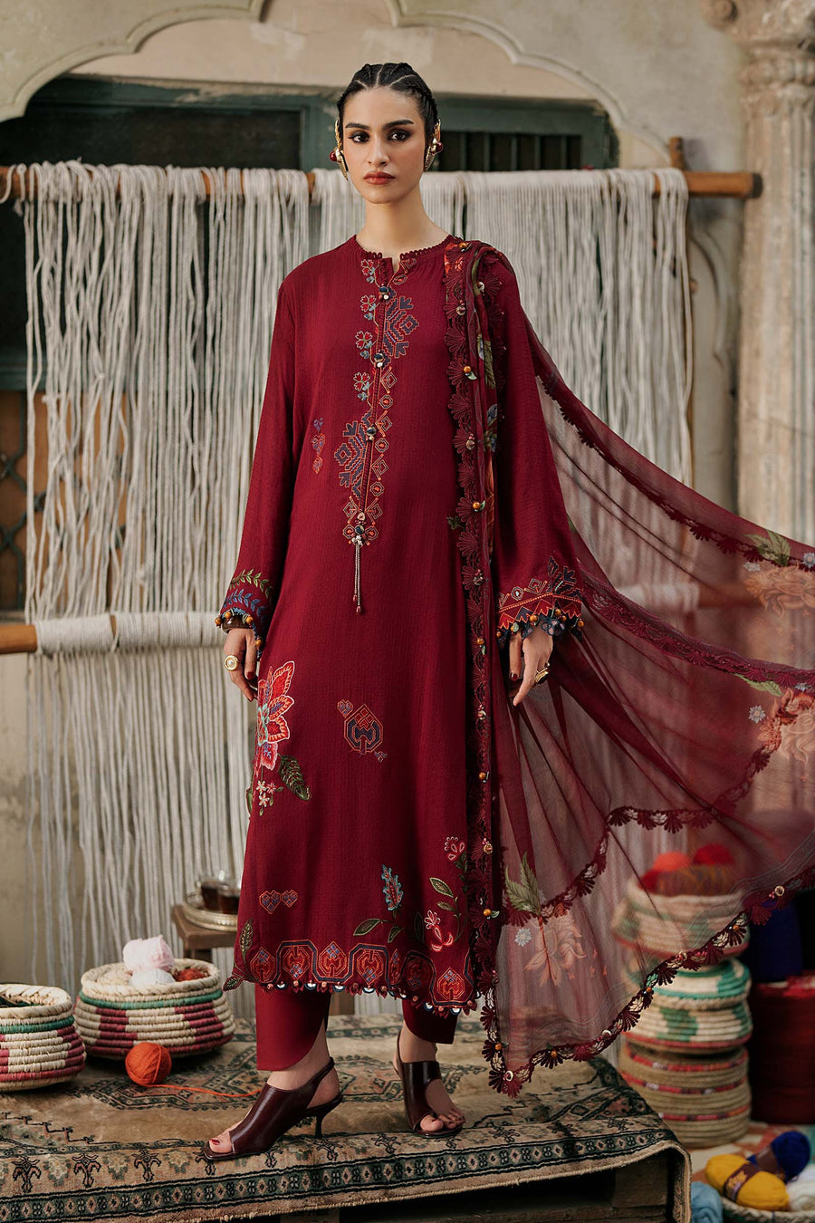 Maria B MPrints Embroidered Linen Unstitched 3Pc Suit MPT-3110-A
