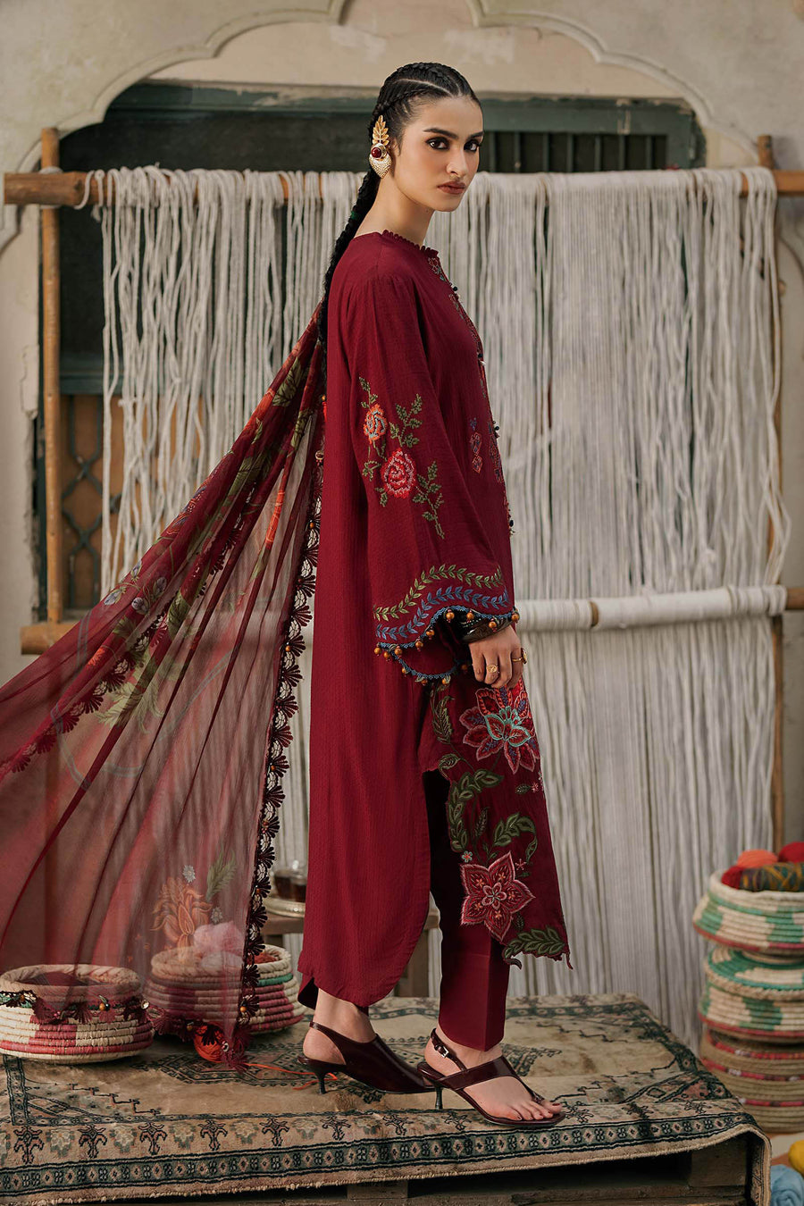 Maria B MPrints Embroidered Linen Unstitched 3Pc Suit MPT-3110-A
