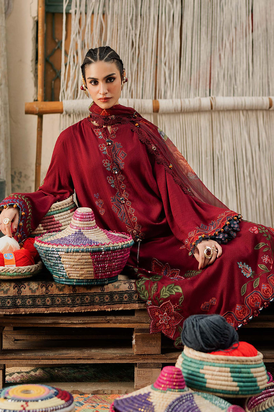 Maria B MPrints Embroidered Linen Unstitched 3Pc Suit MPT-3110-A