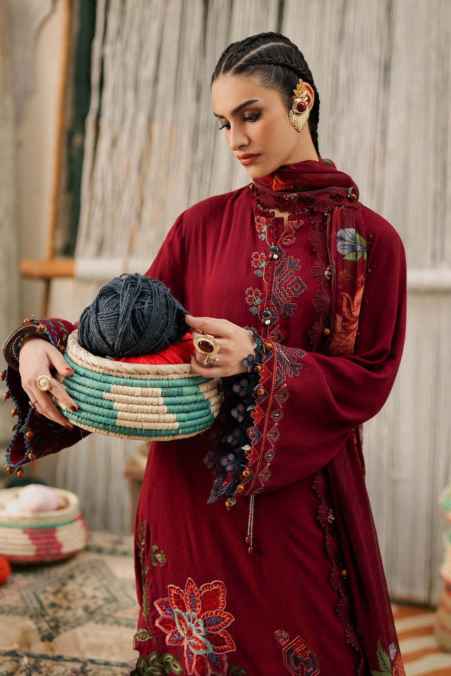 Maria B MPrints Embroidered Linen Unstitched 3Pc Suit MPT-3110-A