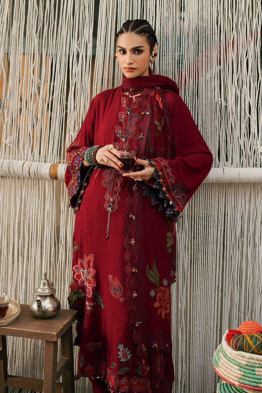 Maria B MPrints Embroidered Linen Unstitched 3Pc Suit MPT-3110-A
