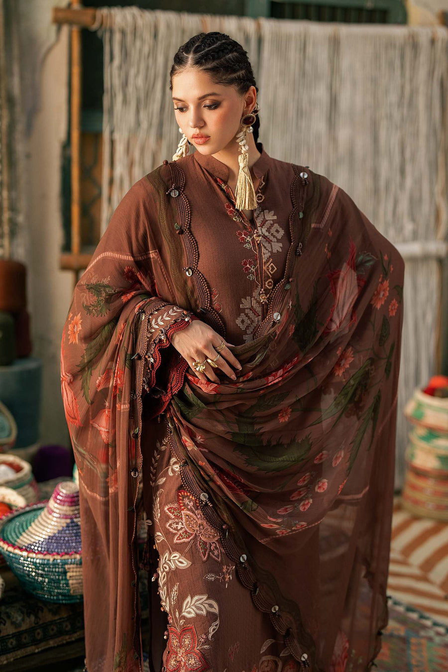 Maria B MPrints Embroidered Linen Unstitched 3Pc Suit MPT-3110-B