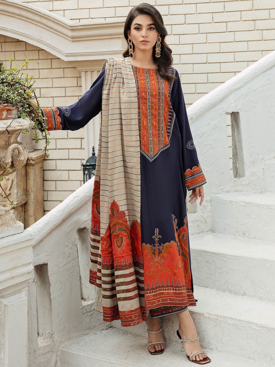 Charizma Masakali Embroidered Leather Unstitched 3Pc Suit MSK3-04