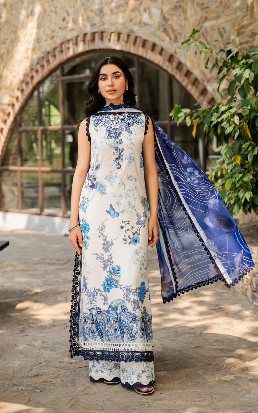 Asifa & Nabeel Meraki Embroidered Lawn Unstitched 3Pc Suit MSSL-03 Starlit