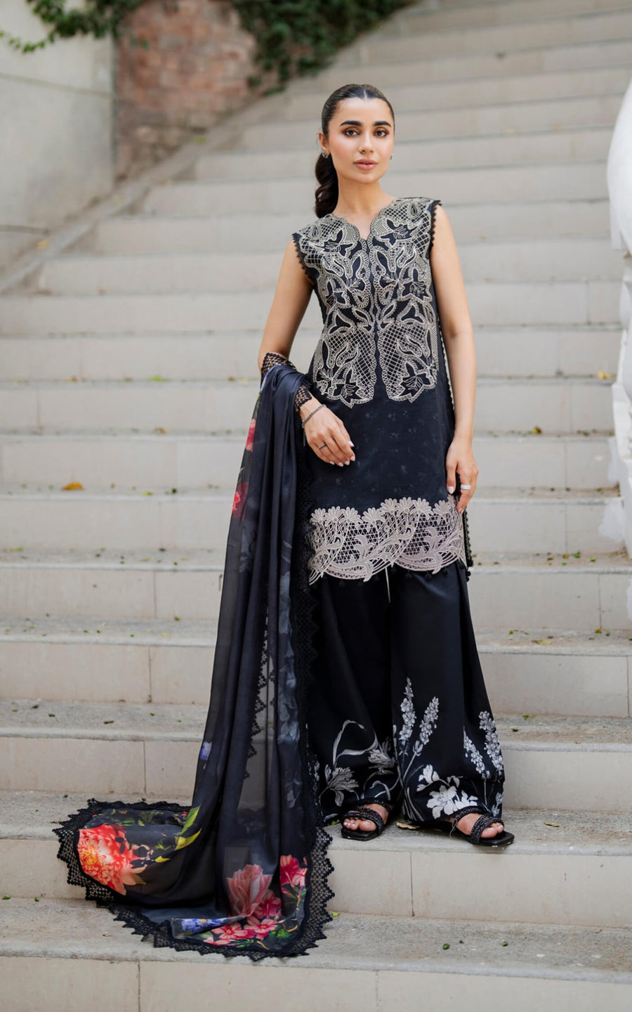Asifa & Nabeel Meraki Embroidered Lawn Unstitched 3Pc Suit MSSL-06 Wildflower Whimsy