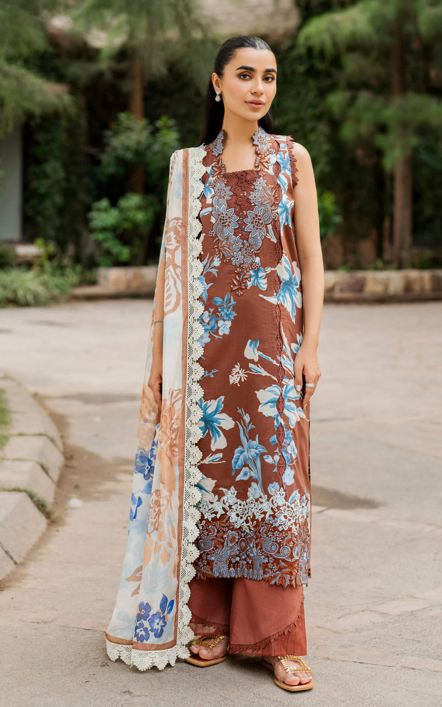 Asifa & Nabeel Meraki Embroidered Lawn Unstitched 3Pc Suit MSSL-08 Sun-Kissed Sand