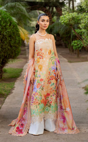 Asifa & Nabeel Meraki Embroidered Lawn Unstitched 3Pc Suit MSSL-11 Marigold Muse