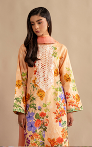 Asifa & Nabeel Meraki Embroidered Lawn Unstitched 3Pc Suit MSSL-11 Marigold Muse