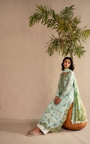 Asifa & Nabeel Meraki Embroidered Lawn Unstitched 3Pc Suit MSSL-12 Mint Mosaic