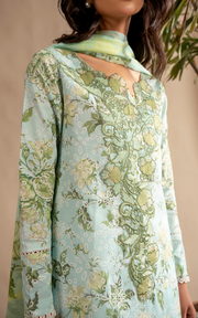 Asifa & Nabeel Meraki Embroidered Lawn Unstitched 3Pc Suit MSSL-12 Mint Mosaic