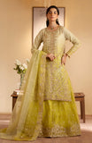 featuring embroidered organza fabric in yellow