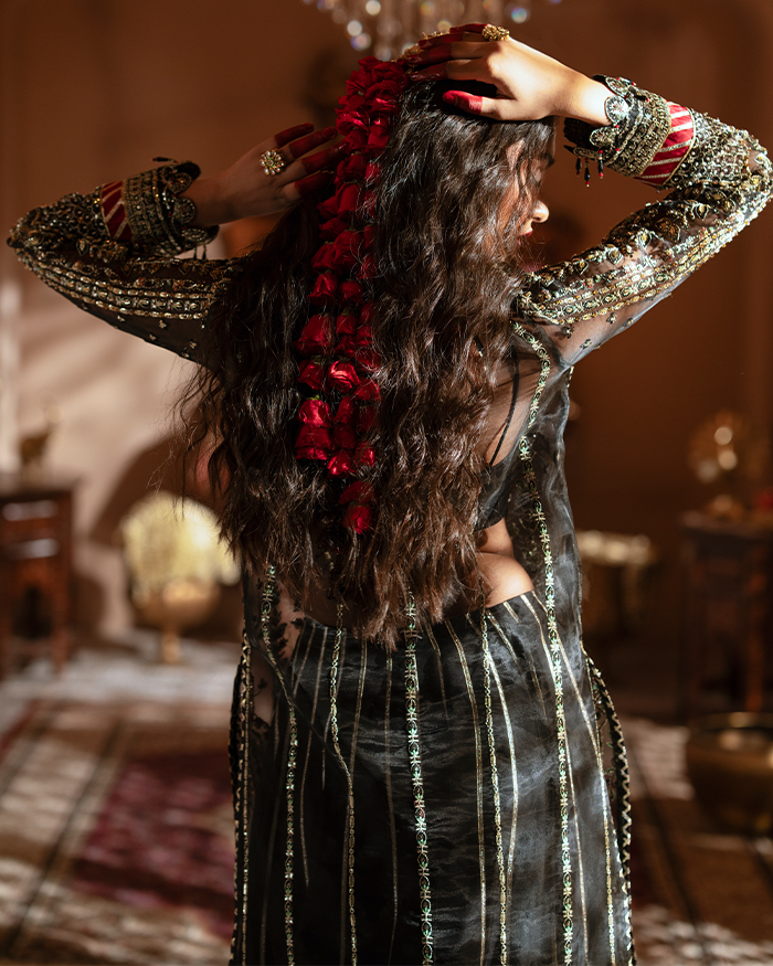 Zevk Mughal Raniya Unstitched Embroidered Organza Dress - Chand Begum