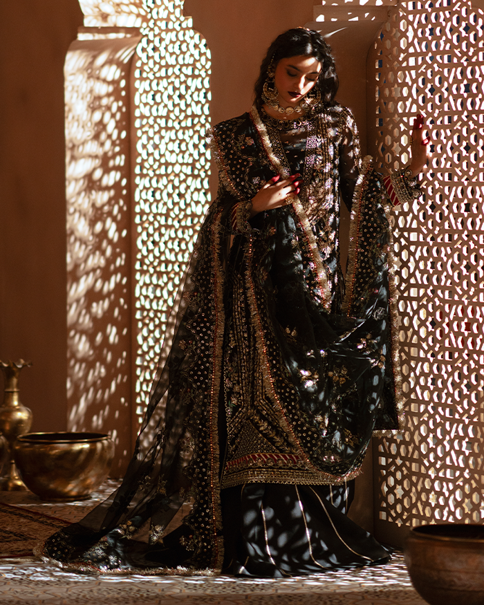 Zevk Mughal Raniya Unstitched Embroidered Organza Dress - Chand Begum