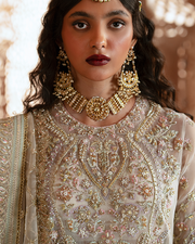 Zevk Mughal Raniya Unstitched Embroidered Organza Dress - Ruhaani Begum