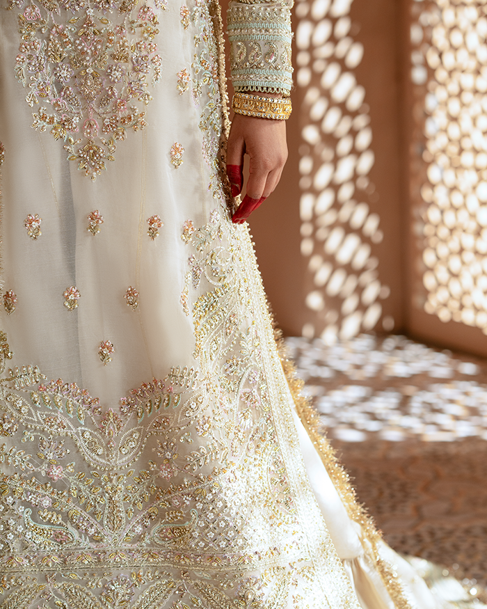 Zevk Mughal Raniya Unstitched Embroidered Organza Dress - Ruhaani Begum