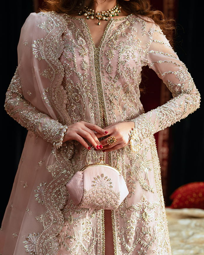 Zevk Mughal Raniya Unstitched Embroidered Organza Dress - Nur Jahan Begum