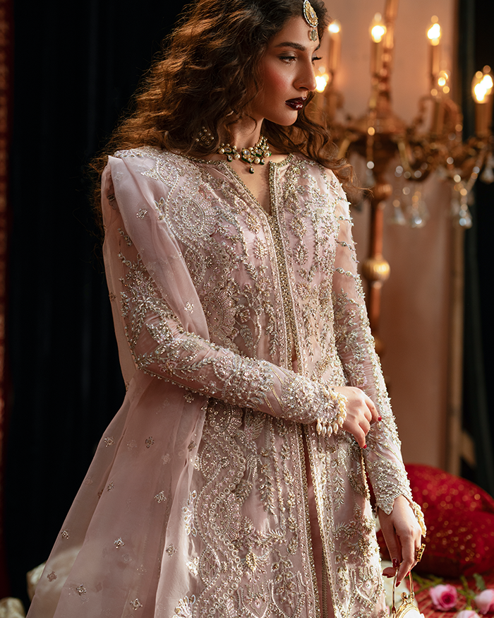 Zevk Mughal Raniya Unstitched Embroidered Organza Dress - Nur Jahan Begum