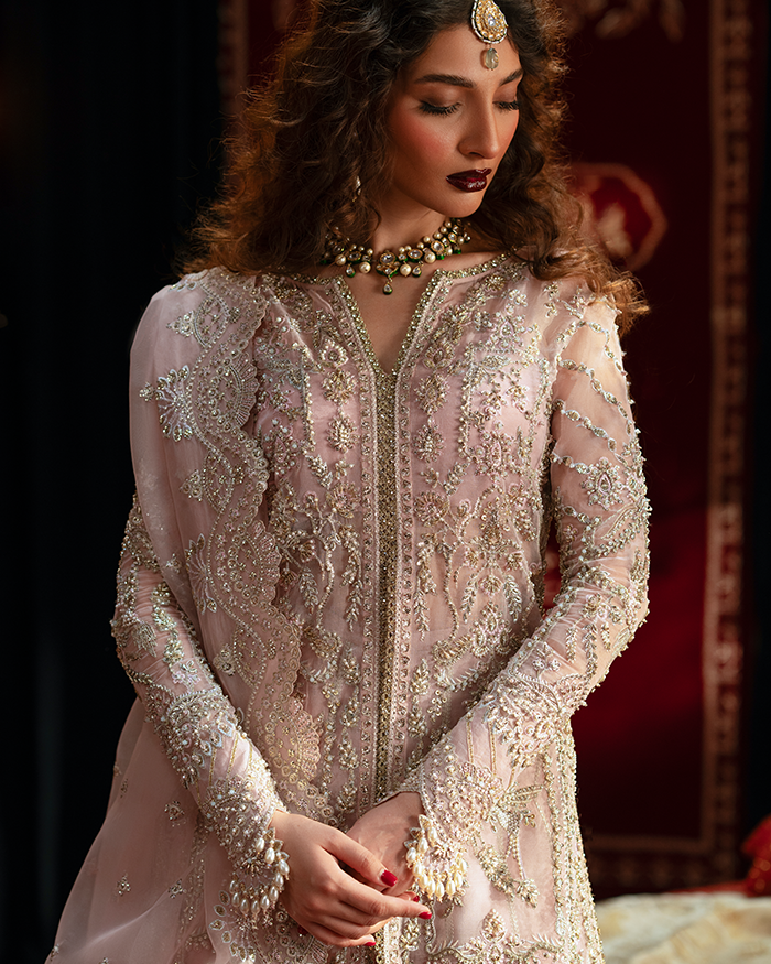 Zevk Mughal Raniya Unstitched Embroidered Organza Dress - Nur Jahan Begum