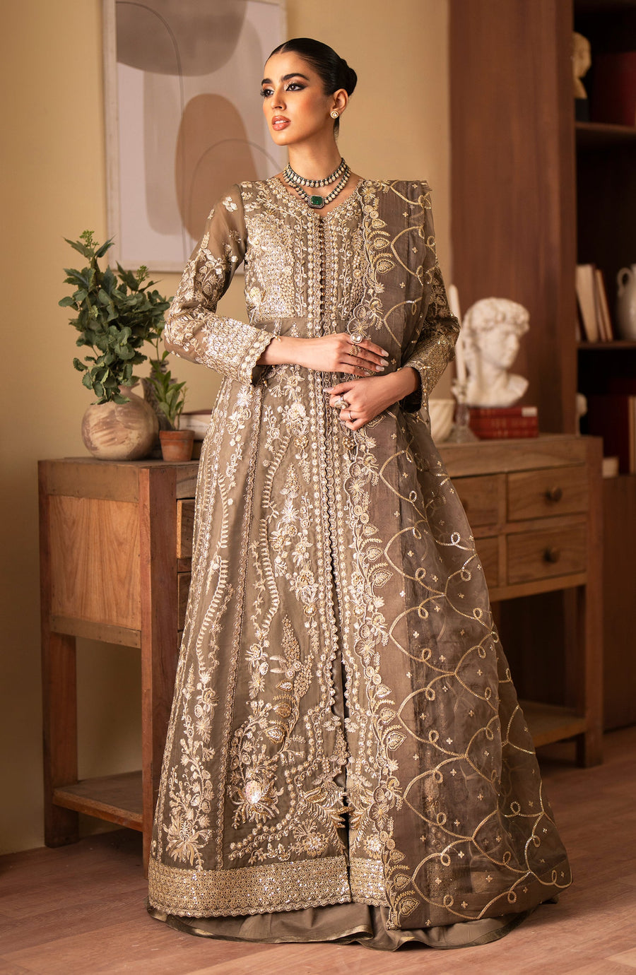 Emaan Adeel Romansiyyah Embroidered Organza Unstitched 3Pc Suit - Yesra