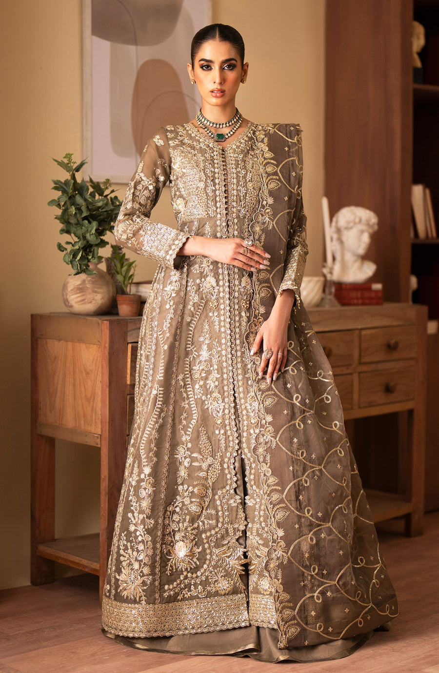 Emaan Adeel Romansiyyah Embroidered Organza Unstitched 3Pc Suit - Yesra