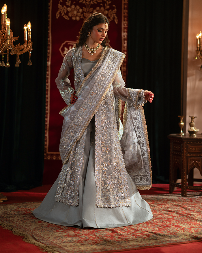 Zevk Mughal Raniya Unstitched Embroidered Organza Dress - Mughal Rani