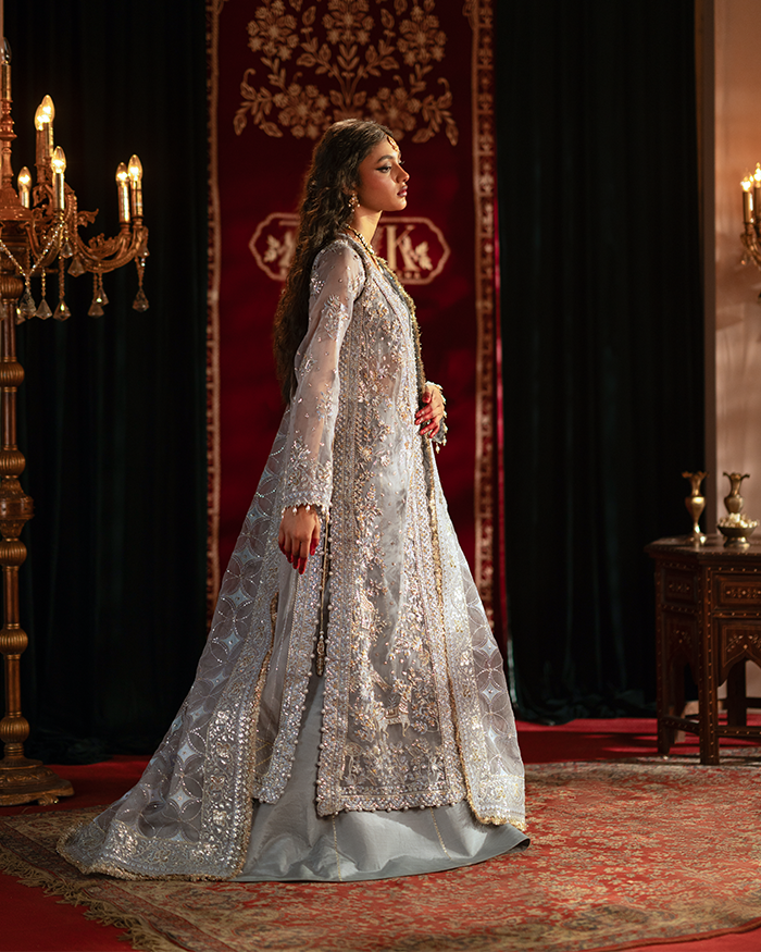 Zevk Mughal Raniya Unstitched Embroidered Organza Dress - Mughal Rani