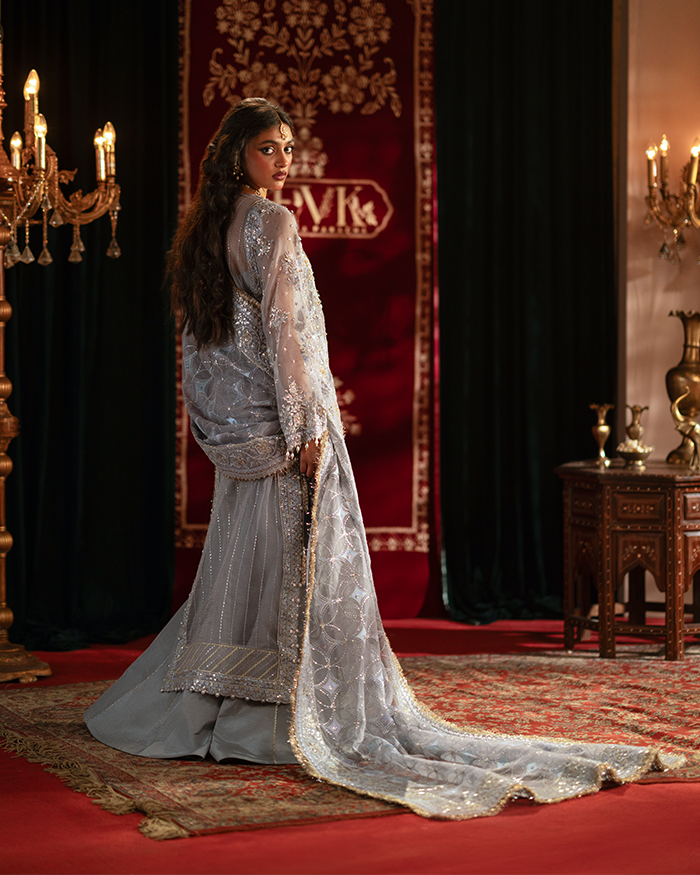 Zevk Mughal Raniya Unstitched Embroidered Organza Dress - Mughal Rani