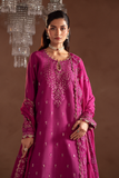 Emaan Adeel Selene Embroidered Raw Silk Unstitched 3Pc Suit - Fiora