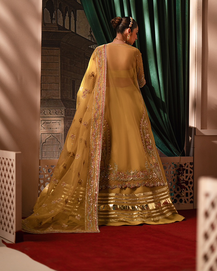 Zevk Mughal Raniya Unstitched Embroidered Organza Dress - Bano Rani