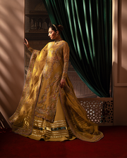 Zevk Mughal Raniya Unstitched Embroidered Organza Dress - Bano Rani