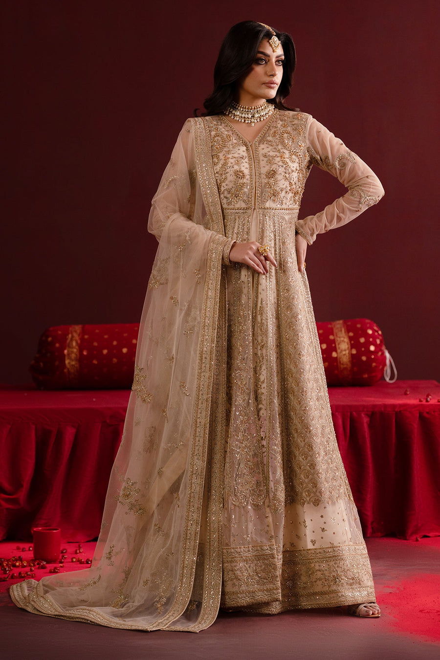 Emaan Adeel Nooresha Embroidered Net Unstitched 3Pc Suit - Safira