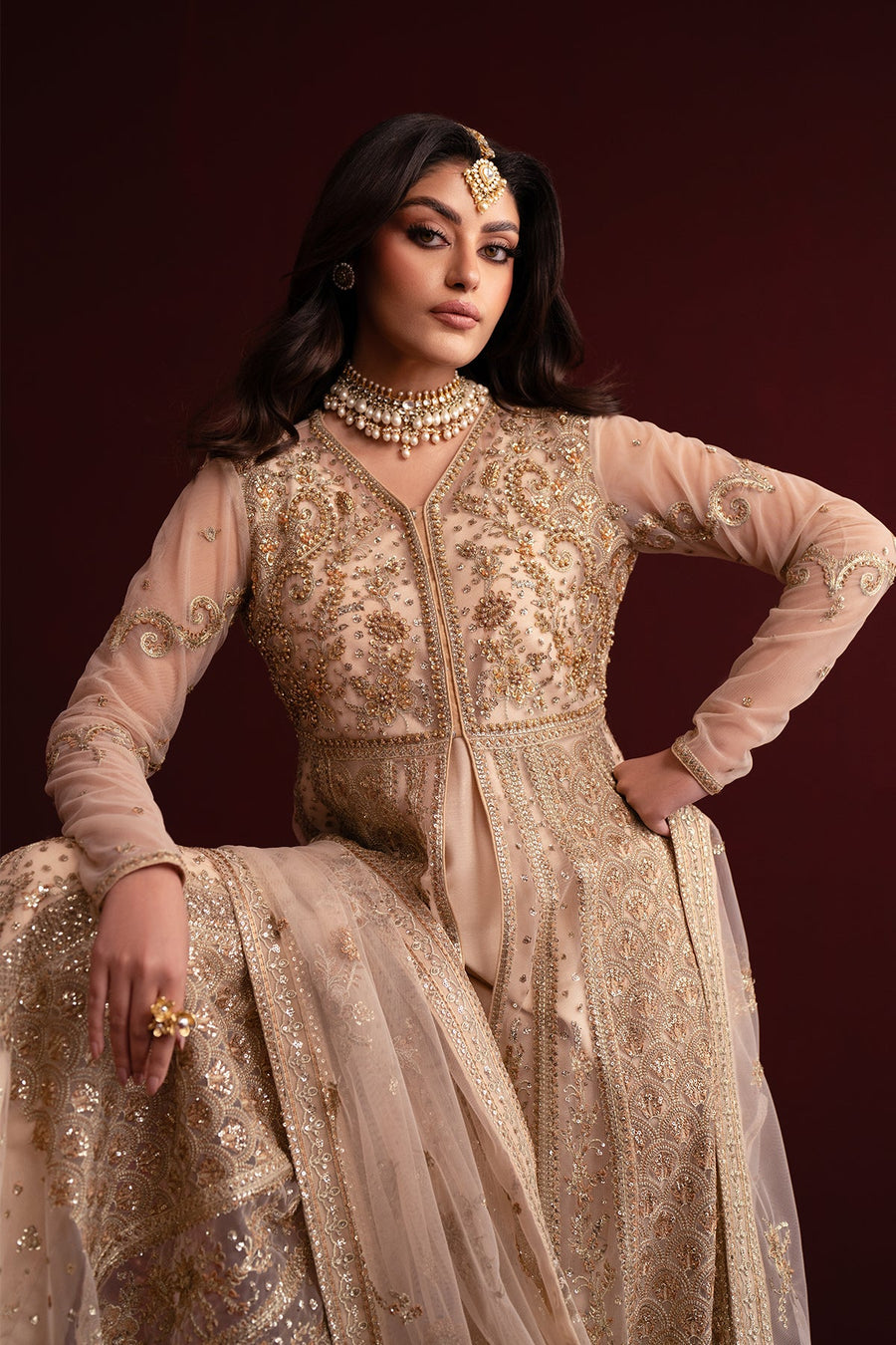 Emaan Adeel Nooresha Embroidered Net Unstitched 3Pc Suit - Safira